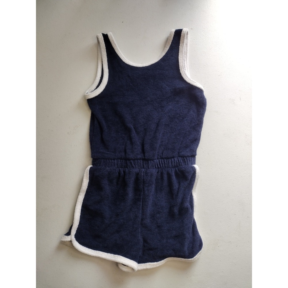 Cat & Jack Toddler‎ Navy Blue Terry Cloth Romper Contrast Trim 3T Summer Beach